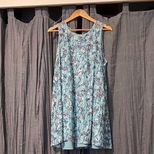 Slip dress with floral lace overlay.
